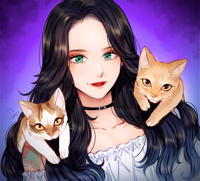 美しい女性と猫は大好きです 