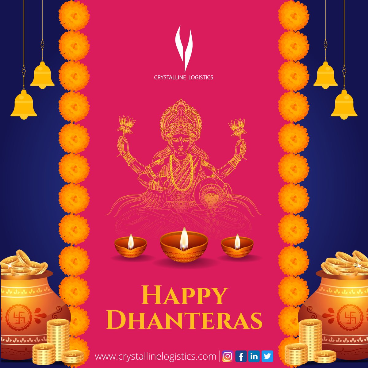 CrystallineLog1's tweet photo. May goddess Lakshmi bless your business and family with wealth and health. Happy Dhanteras!

#dhanteras #dhanteraswishes #happydhanteras  #crystallinelogistics #seafreight #airfreight #supplychain #logisticsmanagement #logistics #airexport #dhanteras2022 https://t.co/lQIXR96WAV