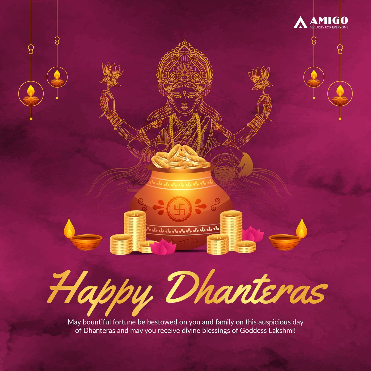 AmigoCyberIndia's tweet photo. We pray that Maa Laxmi, the goddess of prosperity, is always at your side to bless your efforts and pave the road for further success as you forge new paths in life. 
Wishing you a wonderful Dhanteras
#Dhanteras #Diwali #safety #cybersafe https://t.co/Zv3J0ir157