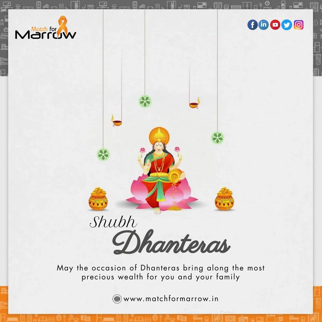 MatchForMarrow's tweet photo. May the Goddess of wealth shower her blessings on you, enriching your life with prosperity and happiness. 

Shubh Dhanteras!

#MatchforMarrow https://t.co/eFGzrfx1np