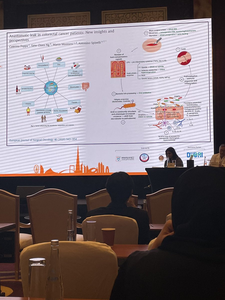 Love seeing some familiar names across the world-reducing leak rates in rectal ca presented by A/Prof. Craig Lynch sharing outcomes from the RAH at the #ELSA22 conference in Dubai. Patient + surgeon factors + the evolving microbiome <a href="/RAHcolorectal/">RAH Colorectal Research Group 🫐</a> <a href="/tarik_sammour/">Tarik Sammour</a> <a href="/bedrikovetski/">Sergei Bedrikovetski</a>