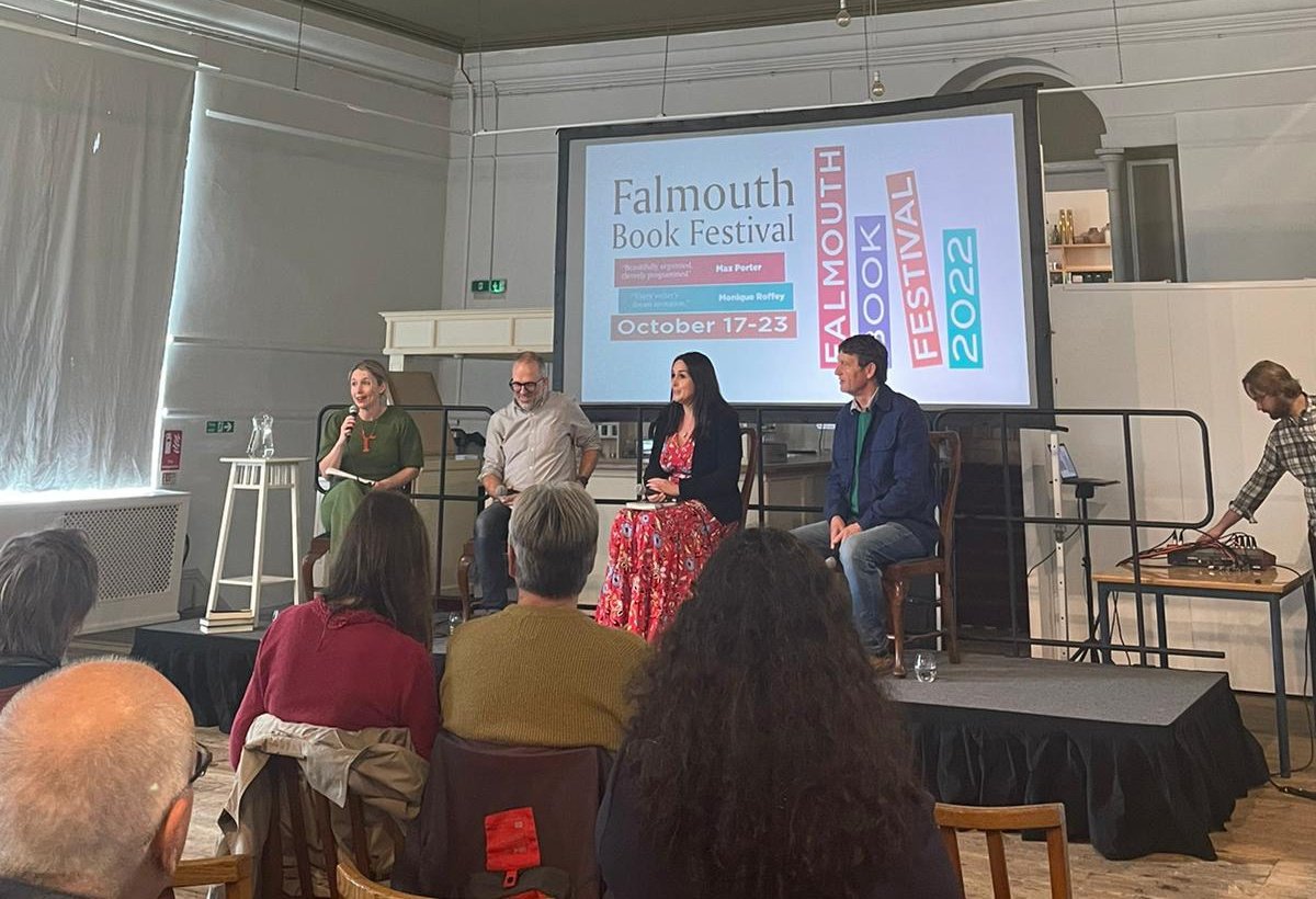 BookFalmouth's tweet photo. Can Writing Save the Ocean? 🌊
We're here @PolyFalmouth to find out with @NatalieGHart leading a conversation between, @f_r_gell @Wylmenmuir & @philip1marsden...
#FalmouthBookFestival
#oceanwriting #oceanconservation https://t.co/BZjxIWR55V