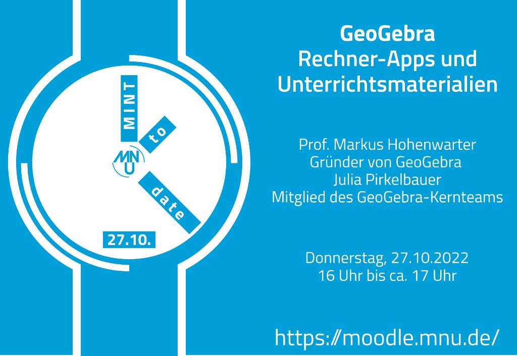 Was gibt es Neues von GeoGebra❓ Mathelehrer aufgepasst🫵: Wir halten euch auf dem Laufenden! 👍Meldet euch über unser moodle.mnu.de für den interessanten Onlinevortrag an.
#MNU #mathe #matheunterricht #mathematik #MINT  #twlz #edu_mint_d #fl_seminar