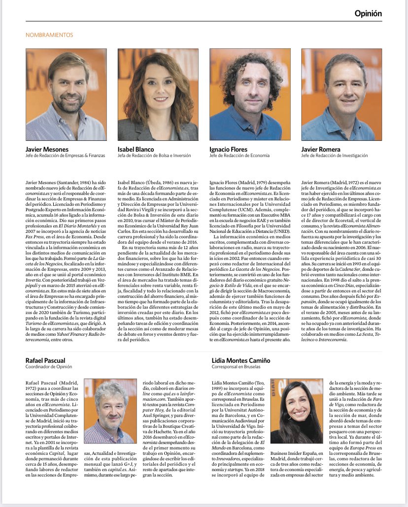 Javier Romera (@javier_romera) on Twitter photo Reforzamos <a href="/elEconomistaes/">elEconomista.es</a> con varios nombramientos. Enhorabuena a <a href="/javier_mesones/">Javier Mesones</a> <a href="/IgnacioFlores8/">Ignacio Flores</a> <a href="/jimmybotones/">Rafa Pascual</a> <a href="/lidiamontesc/">Lidia Montes</a> e Isabel Blanco. Asumo la dirección del equipo de investigación con muchísima ilusión. #equipazo #periodismo Reforzamos <a href="/elEconomistaes/">elEconomista.es</a> con varios nombramientos. Enhorabuena a <a href="/javier_mesones/">Javier Mesones</a> <a href="/IgnacioFlores8/">Ignacio Flores</a> <a href="/jimmybotones/">Rafa Pascual</a> <a href="/lidiamontesc/">Lidia Montes</a> e Isabel Blanco. Asumo la dirección del equipo de investigación con muchísima ilusión. #equipazo #periodismo