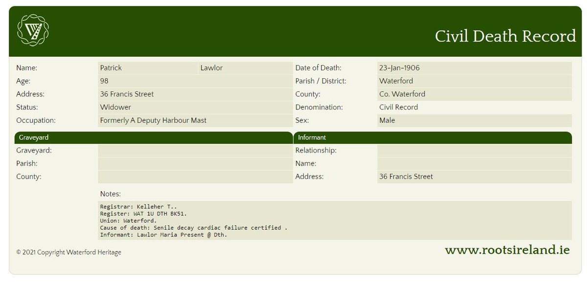 TimeFinding's tweet photo. @tidesntales Do you know if there are records of harbour masters and deputy harbour masters for Waterford? My 4th great-grandfather Patrick Lawlor (also spelled Lalor) was listed as the deputy harbour master, I'm wondering if there are any records on him. https://t.co/uo8wr8rAg8