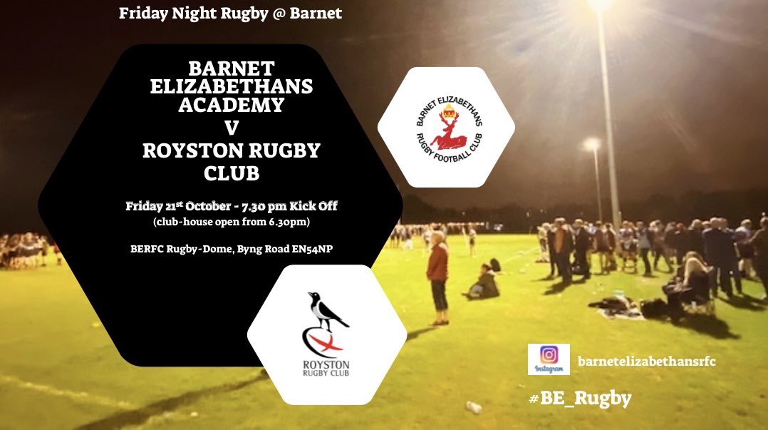 HadleysComment's tweet photo. Quite a night down at the @BarnetElizRFC RugbyDome! What a game as relaunched & re-energised BERFC Academy edged 40-31 win v @RoystonRUFC. And old school rugby vibes as both teams had a sing-song in a packed club-house afterwards. Friday night rugby rocks! #CoachHadley #BE_Rugby https://t.co/Hu1eYgpJqL