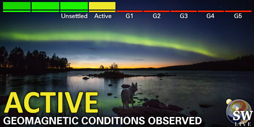 Active geomagnetic conditions (Kp4) Threshold Reached: 11:00 UTC Follow live on spaceweather.live/l/kp