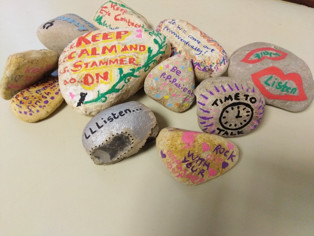 Happy International Stammering Awareness Day! #ISAD2022 To celebrate, Willy Russell Centre group members have been creative- look out for their eye-catching rocks around Liverpool! #StammeringRocks #ItsHowWeTalk @AlderHey
