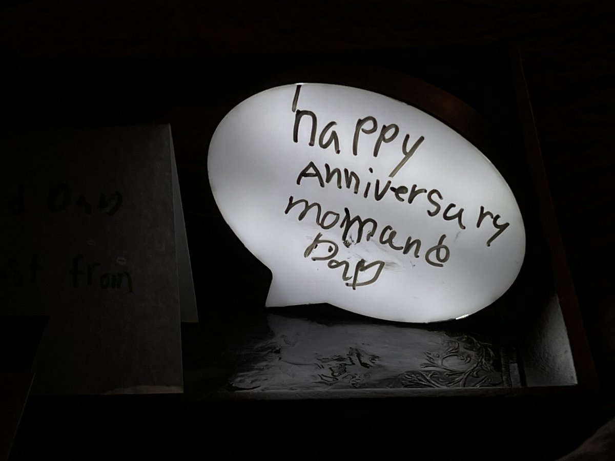 KevinFloyd's tweet photo. Our girl made us breakfast in bed for our anniversary. I especially like the light-up sign, that’s thanks to @IABCSC and @simpplr from #connect2comms #girldad https://t.co/Xf7GXWiuwB