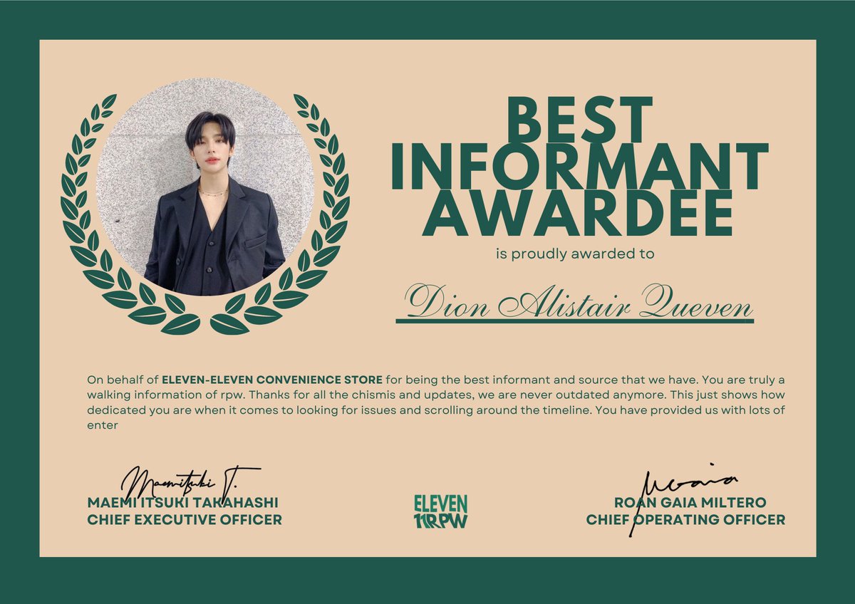 ㅤ

   PRESENTING: 
   PHIL. DUCKLING UNIVERSITY  ⋆
   ELEVEN ELEVEN AWARDS NIGHT
             
  🏅 Best Informant Awardee   
ㅤ  ❛ ━━･❪ <a href="/archievedion/">💮 DION</a> ❫･━━ ❜ 
ㅤ
ㅤㅤㅤㅤ
