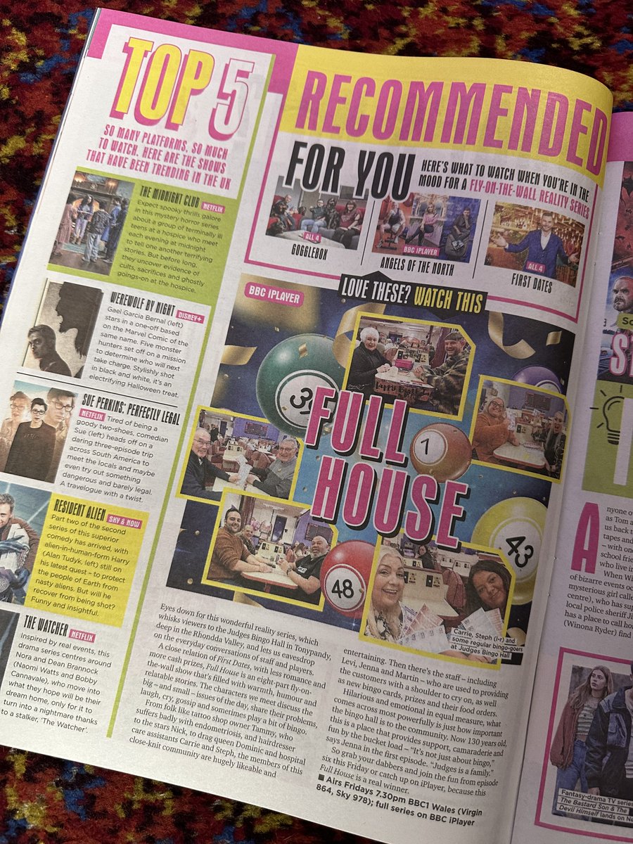 JudgesBingo's tweet photo. Today we have made the @TheSun National TV guide - Recommended to watch!!
Watch the entire series on @BBCiplayer https://t.co/aePiB27ILy 
or catch us on @bbcwales Friday's at 7:30pm and repeated on Sunday
#bbcfullhouse #bingo #flyonthewall #gogglebox #firstdates #reality #tvtime https://t.co/riqgp3T2fq