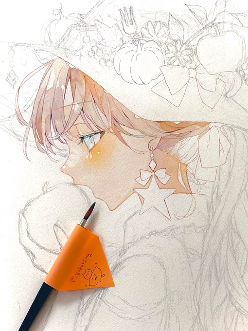 次に描く女の子*wip#watercolour #illustraion 