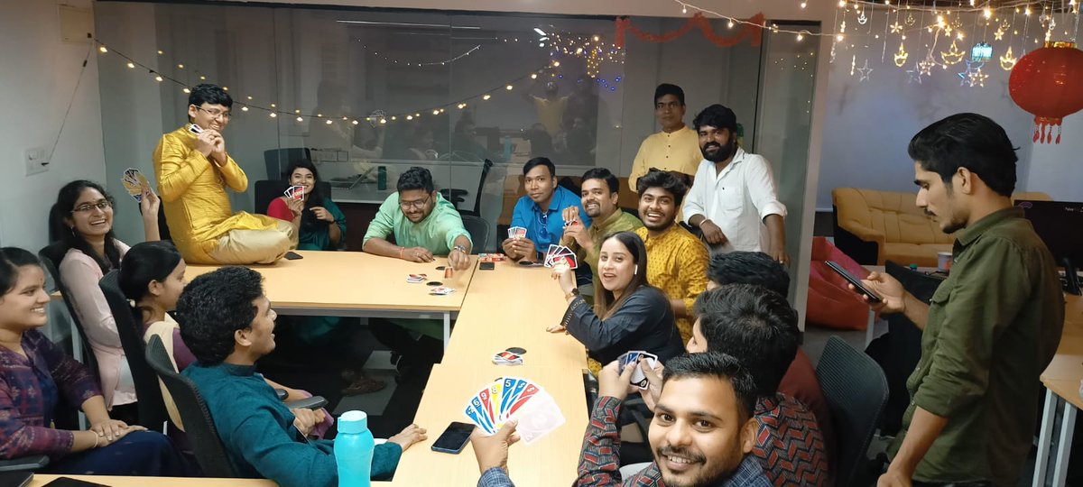 kotuli's tweet photo. Finally after a gap of 2 year, PaisaWapas team is celebrating Diwali together at our Bangalore &amp; Delhi Office.

It was fun evening playing #Uno with the entire team.

#HappyDiwali  Everyone. https://t.co/02YNVeZjHk