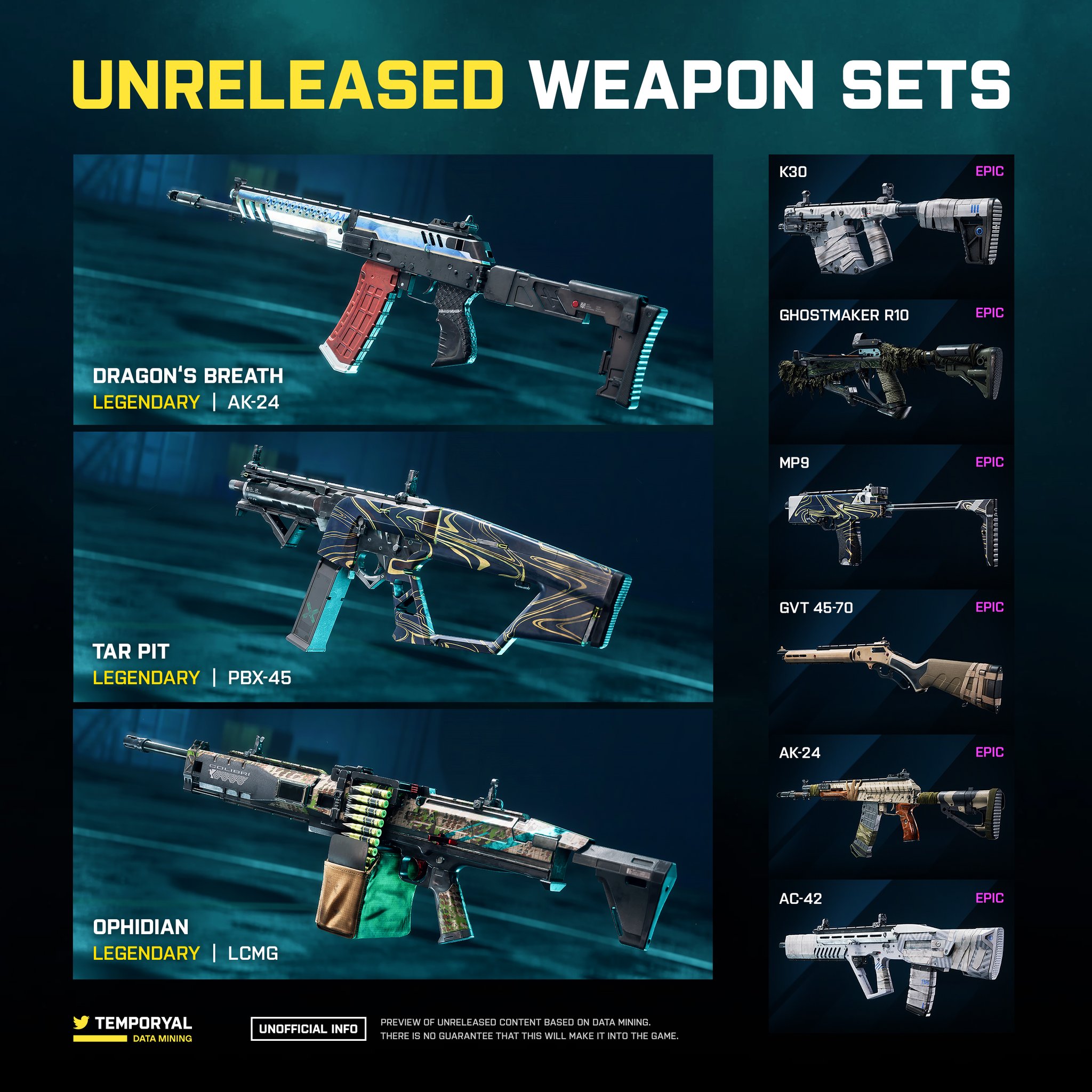 Unreleased weapon skins by temporyal (Legendary BSVM, new Heritage