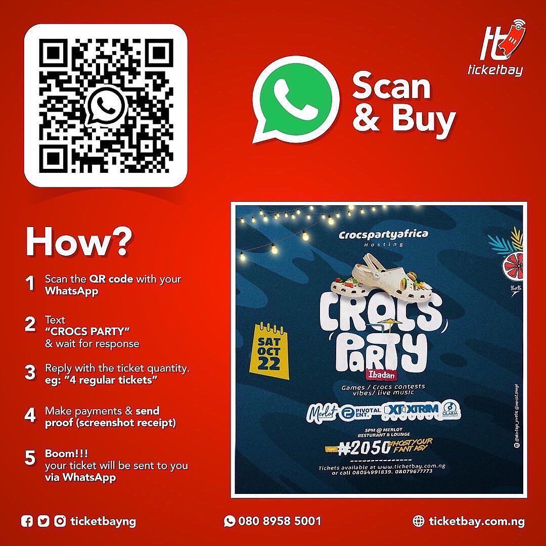 Ibadantwitta_'s tweet photo. Are you in Ibadan and want to take some time out to have fun today? Let’s meet at the crocs party later today.
Venue: Merlot Restaurant & Lounge, 24 Oshuntokun Avenue, Old Bodija, Ibadan.
✔️Games
✔️Live performances (band)
✔️Lots of giveaway. Let’s go 🥂
#addictedtocrocs https://t.co/ekdXLYc8IW