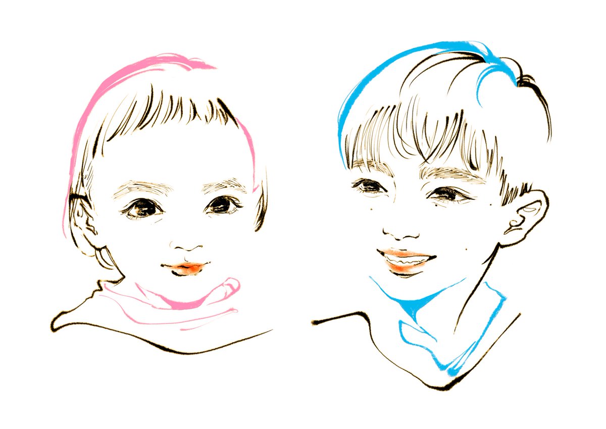 オンライン似顔絵 かわいいお子さんの似顔絵をご注文いただきました 差し色 そとこのイラスト オンライン似顔絵 かわいいお子さんの似顔絵をご注文いただきました 差し色 そとこのイラスト