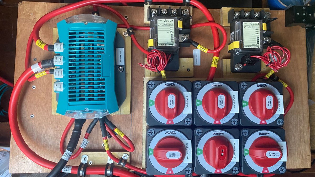 SailingTrilleen's tweet image. Rewiring Sailing Trilleen was a massive job but I'm massively glad I did it. The #mastervolt products with a Rolls Spiral AGM 8D @RollsBatteryUK have worked amazingly. Would love to have some more renewables trickling in so that's the list for the winter #sailing #boating\]