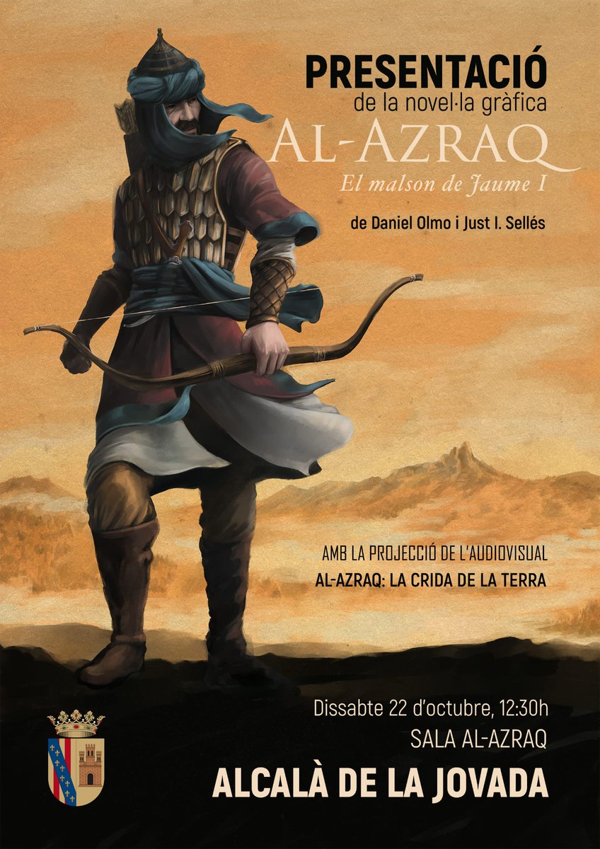 ValldAlcala's tweet photo. Hui, a les 12:30h presentació de la novel·la gràfica #AlAzraqElMalsondeJaumeI de Just Sellés i Daniel Olmo.
#alazraq #alazraqfest #alcalàdelajovada #valldalcalà #marinaalta https://t.co/pABKBDDUFQ