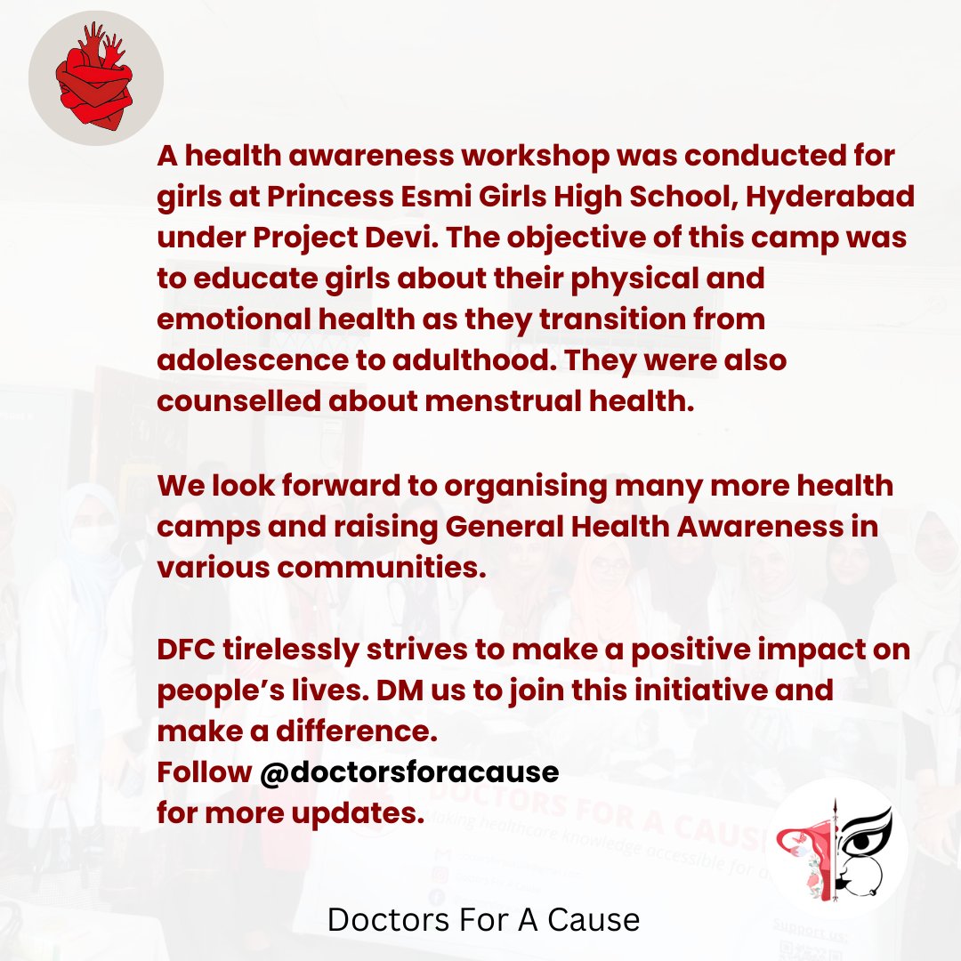 doctorsforcause's tweet photo. 👩🏻‍⚕️🩺Health Camp #11 at Princess ESMI Girls High School, Hyderabad. 🫀✨
Doctors For A Cause organised a Women's Health and Hygiene Health Camp at Princess ESMI Girls High School, Hyderabad. https://t.co/YpZmf1cbUz