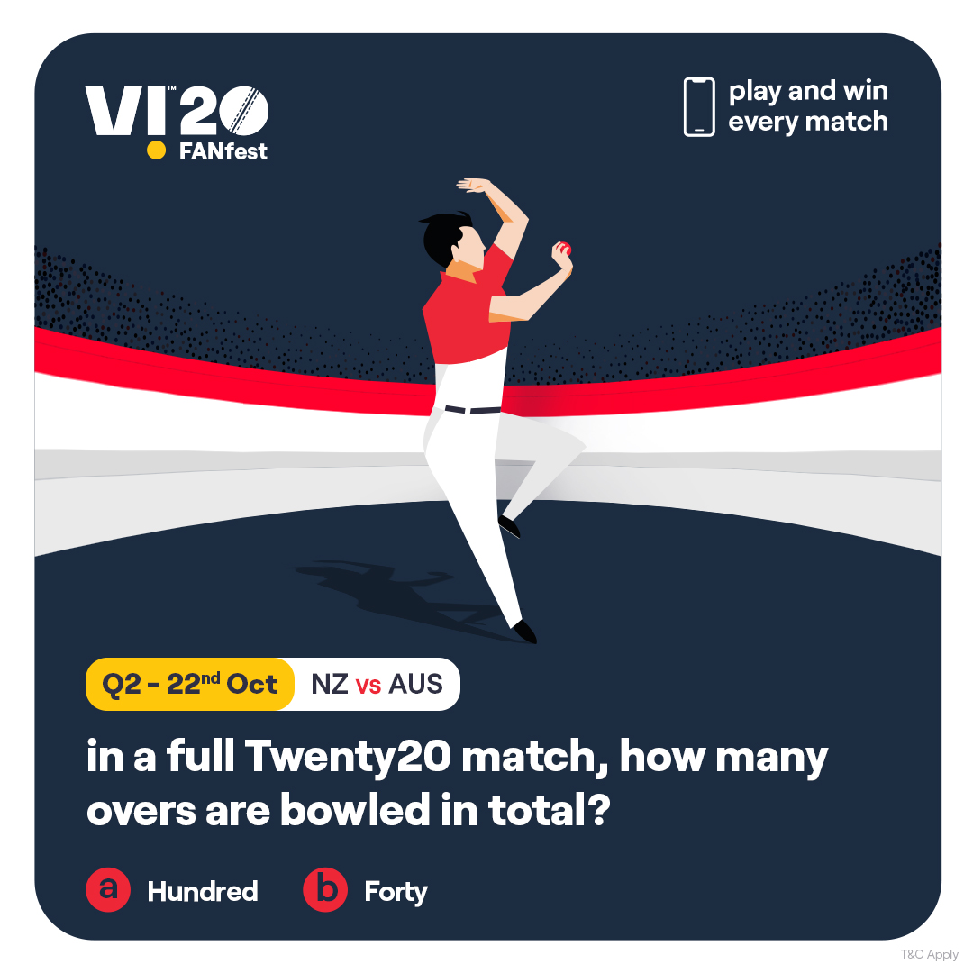 Your love for cricket might help you win big. Answer the #Vi20FANfest contest question and you could stand a chance to win an iPhone every match.
#ContestAlert #NZvsAUS