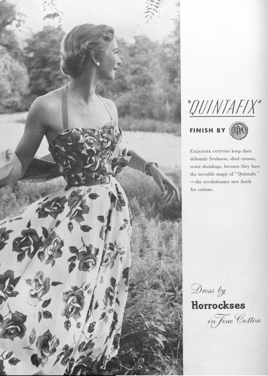 Showing off a favourite dress which I wore last night, Horrockses (featured in Harper’s Bazaar, Nov 1953)- consequently an amazing 69 years old. BUT I want to use this dress to talk about fabric quality in a little 🧵