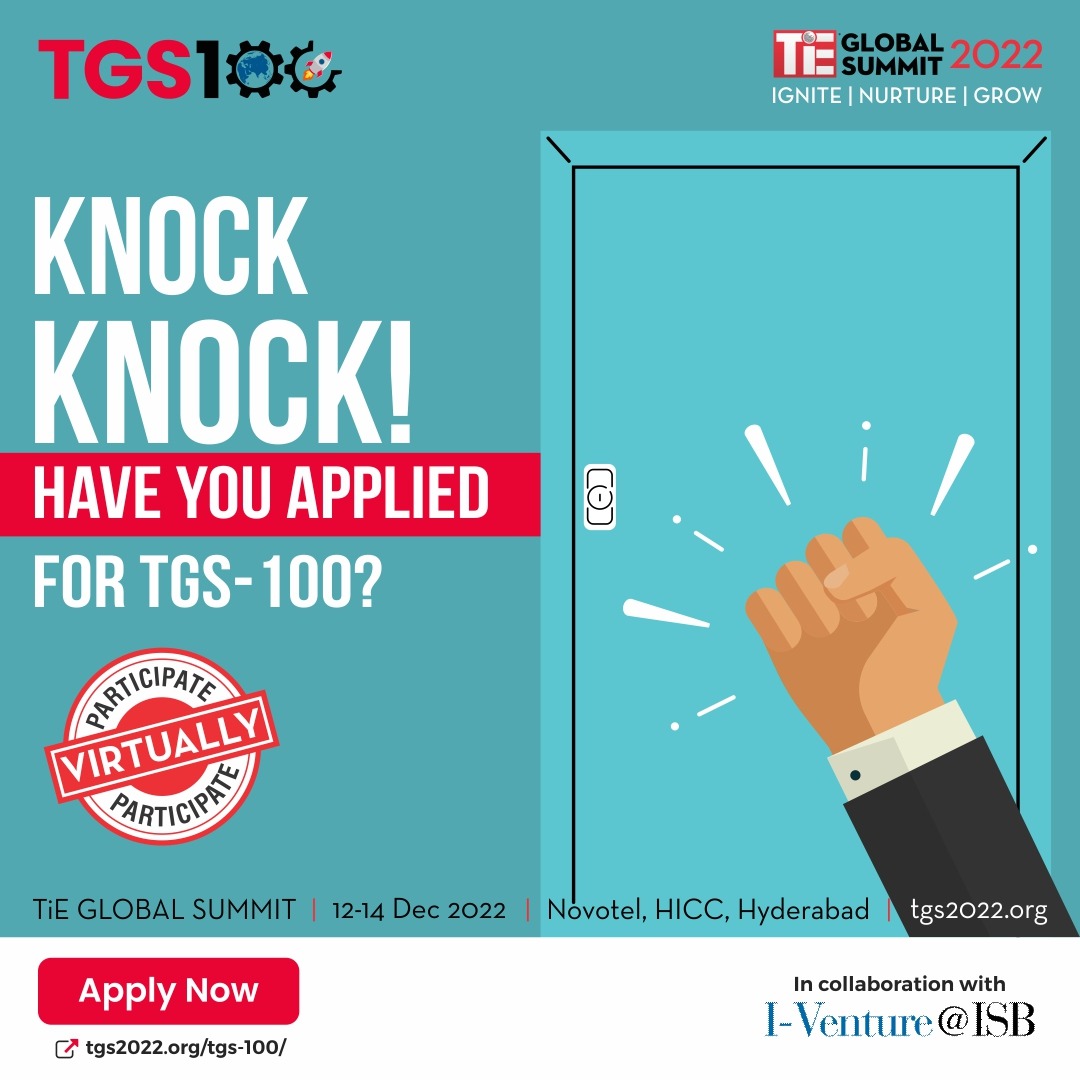 TiEHyderabad's tweet photo. Hi there! ππ»ββοΈ
What do you mean you're building an innovative startup and have not applied for TGS100 yet?
FREE, it's ONLINE, and all you need is to click on one button to begin your journey to become a TGS-100 startup!
Apply: https://t.co/pgfbJj6EZi
#TGS100 #TGS2022A https://t.co/dz7pN1XrlK