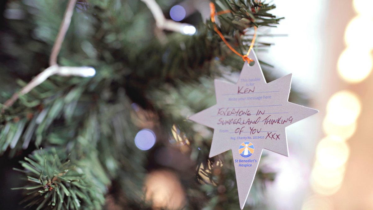 Our Dedication Tree will be at The Bridges Shopping Centre 28th November -  11th December.🎄

Remember your loved ones this Christmas by adding a special message to one of our baubles. Baubles are available for a donation to St Benedicts Hospice. 💙💛

#TeamBenedict #StBenedict