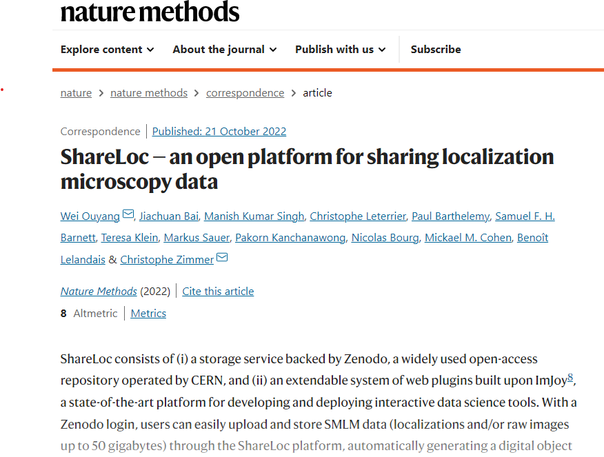 Manish Singh (@mformanu9) on Twitter photo We are pleased to present our new article published in <a href="/naturemethods/">Nature Methods</a> ShareLoc — an open platform for sharing localization microscopy data. It was an absolute pleasure working on this project at @ImodLab Christophe Zimmer, <a href="/BJiachuan/">Jiachuan Bai</a> <a href="/imweio/">Wei OUYANG</a> <a href="/christlet/">Christophe Leterrier</a>. nature.com/articles/s4159… We are pleased to present our new article published in <a href="/naturemethods/">Nature Methods</a> ShareLoc — an open platform for sharing localization microscopy data. It was an absolute pleasure working on this project at @ImodLab Christophe Zimmer, <a href="/BJiachuan/">Jiachuan Bai</a> <a href="/imweio/">Wei OUYANG</a> <a href="/christlet/">Christophe Leterrier</a>. nature.com/articles/s4159…