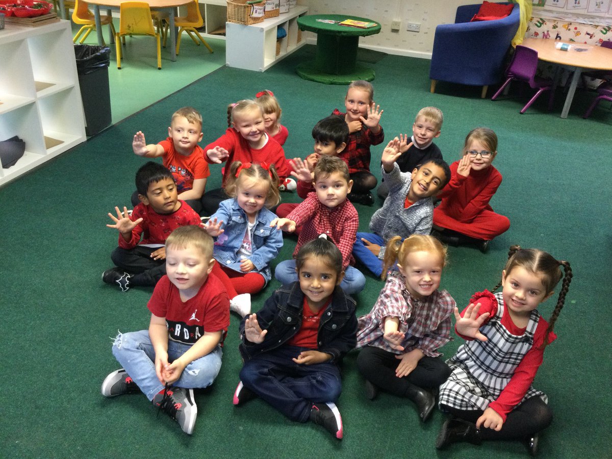 To end our week, we all wore red to Show Racism the Red Card 🛑 Here’s Reception showing their support 🙂 #NoOutsiders