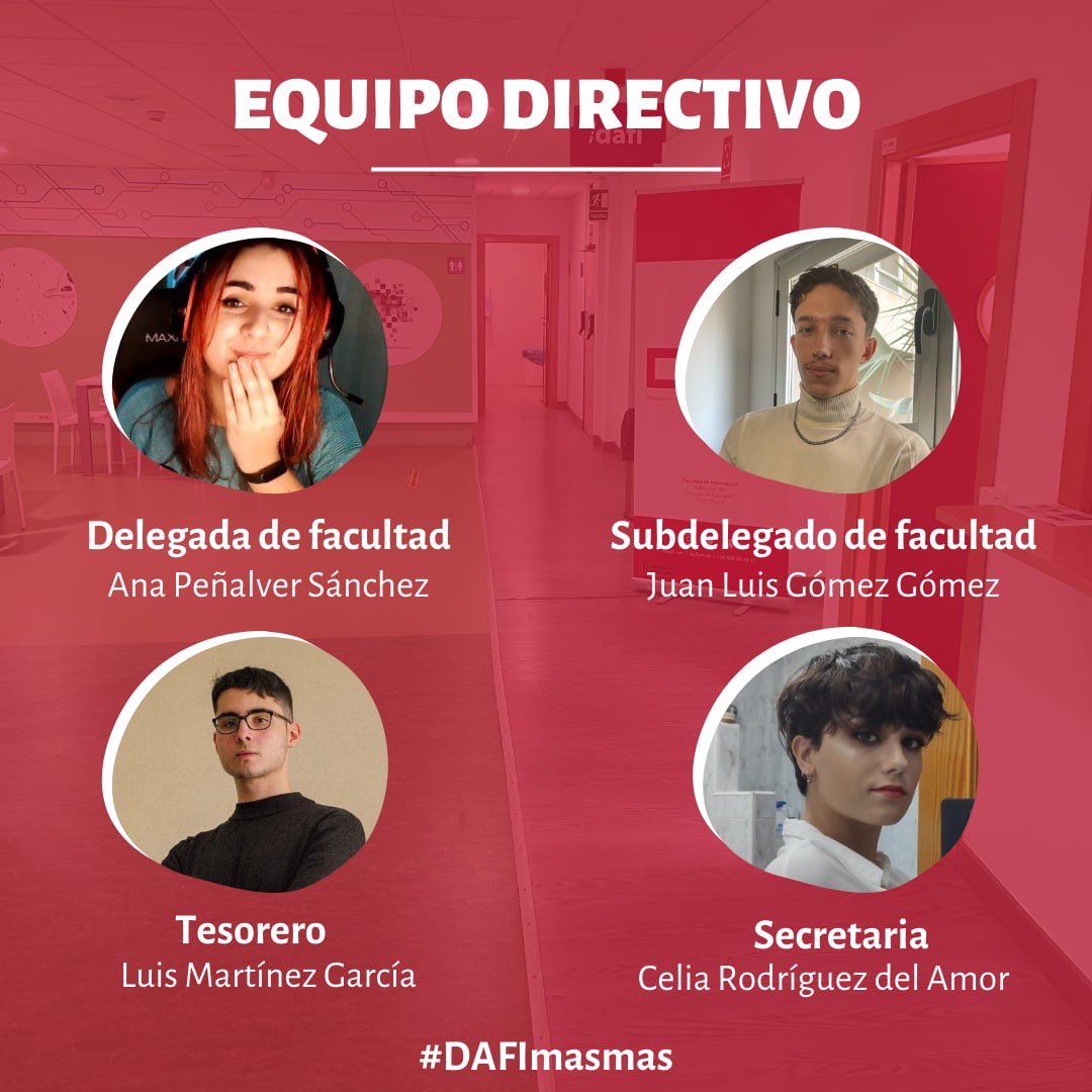 CrazyAnnieTMI's tweet photo. Los que me conocen saben que vivo por y para la representación estudiantil. Este año vuelvo a presentar mi candidatura como delegada de la facultad de informática. Me acompaña el mejor equipo posible. Estamos listos para darlo todo #dafimasmas https://t.co/QBz9UGNulI