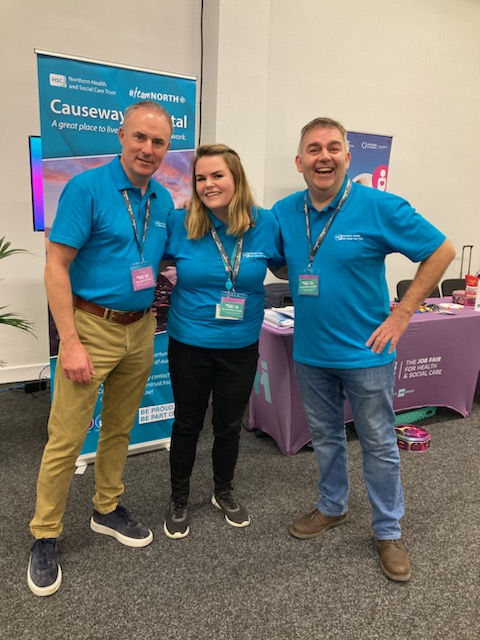o_bevin's tweet photo. Raring and ready to go this morning at the Health Care Job Fair in Dublin RDS. 

Meet us here to learn more about the exciting job opportunities in Causeway Hospital &amp; the NHSCT! #teamNORTH #Choosecauseway https://t.co/m9uEFKq0Jb