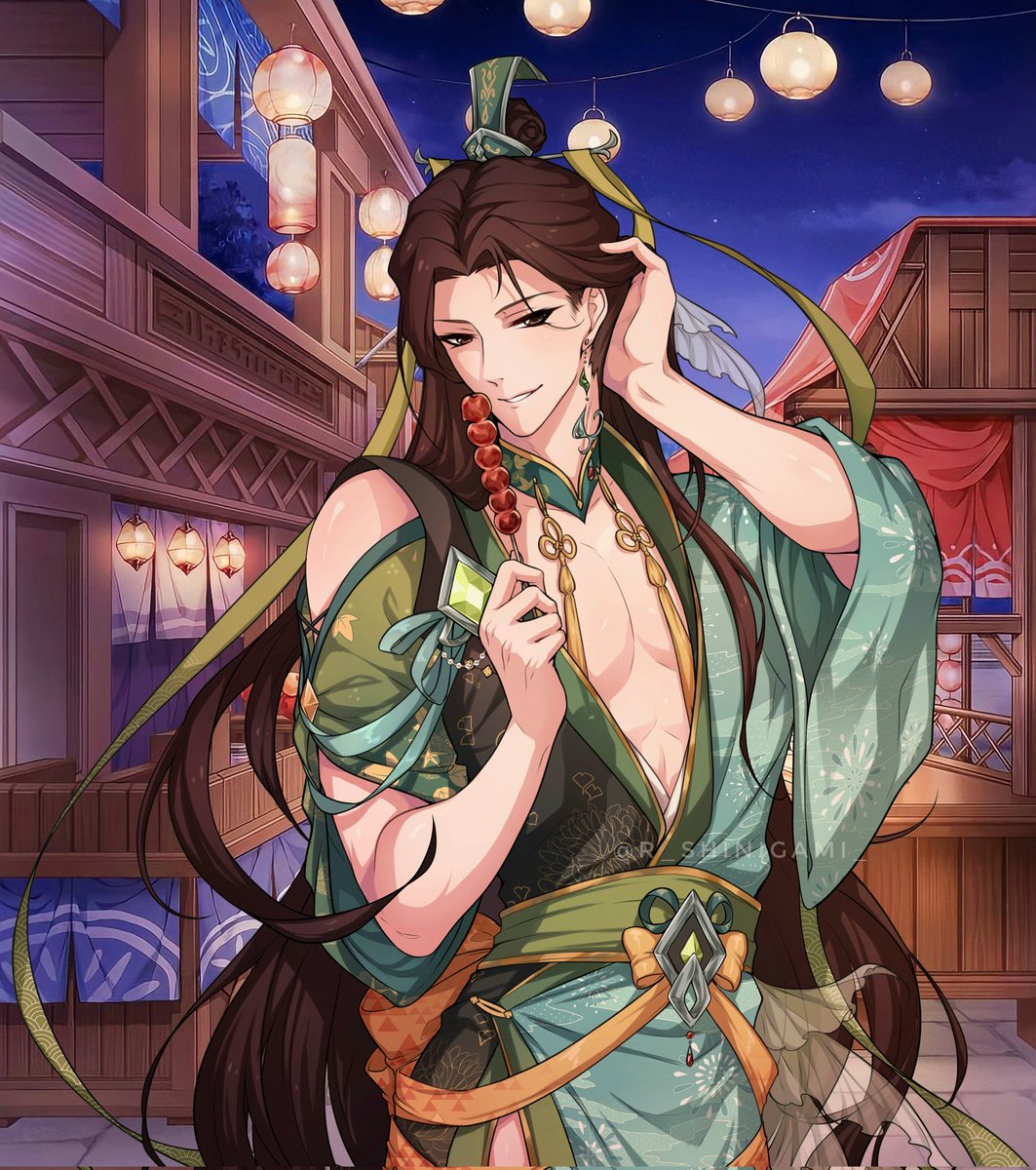 r_shinigami_'s tweet photo. Cel commission of Shen Qingqiu from Scum Villain in Nu Carnival style (I tried ok) for @OkamiRissi 💚
It was super fun designing his feather gown inspired by the summer event from the game!
#NUCarnival #nukani #nucani #NUcarnivalfanart #nucar #svsss #sqq #mxtx #ニューカニ https://t.co/FlvfUT6UkN