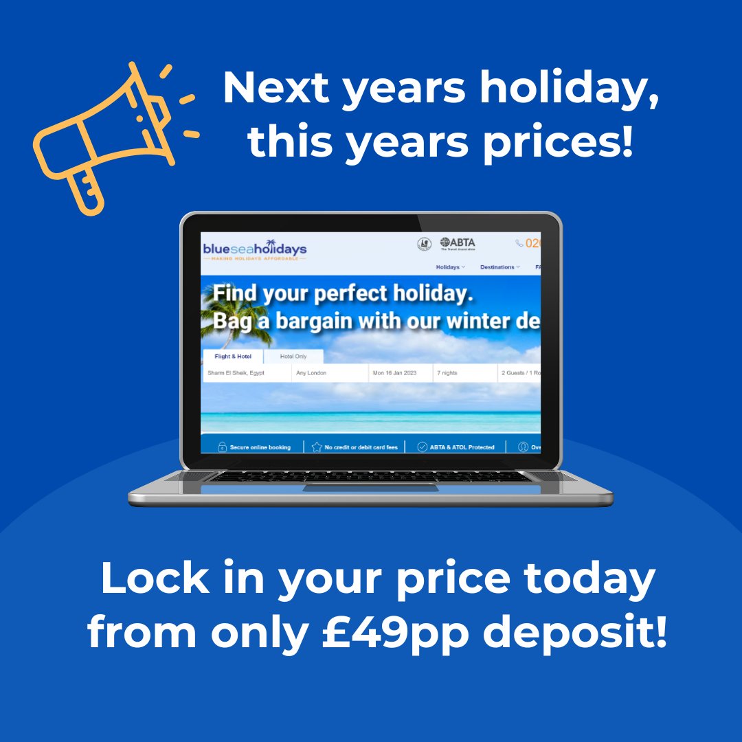 🔥 Book Now from only £49pp deposit 
💰 Payment Plans Available
✈ Search and book your ideal holiday....
👉 bit.ly/3vFcOil
#blueseaholidays #lowdeposit #allinclusiveholidays #winter2022 #summer2023 #familyholidays