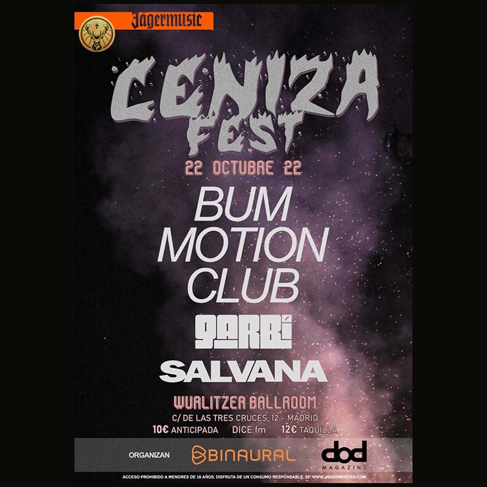 ¡Hoy nos vemos en Madrid en el primer @ceniza_fest que tendrá lugar en la @wurlitzerballro ! Aquí los horarios 👇🏻 🚪21:00 - Puertas 🔥21:30 - 22:10 - @salvanamusica 🔥22:15- 23:0 - @garbicontilde 🔥23:00 - 00:15- @bummotionclub 🔥00:15 - dod Magazine Dj + Sideburns Dj