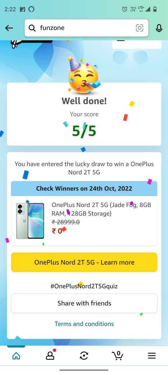 I played this interesting Quiz on Amazon I played this interesting Quiz on Amazon-Play games at Amazon FunZone  amazon.in/game/share/gC0… 
#OnePlusNord2T5Gquiz