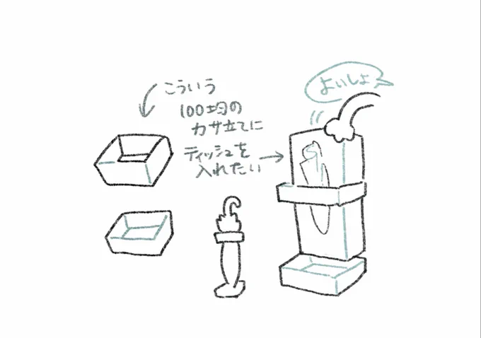 100均の傘立てにティッシュを入れたいから大きくなって欲しい 