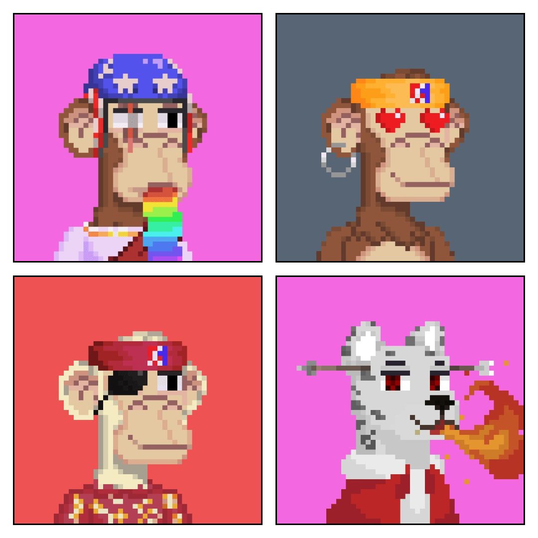Applebuzz2's tweet photo. @dojiman_eth @mepusica @antony52888 @DezBryant @ApeGangNFT Rainbow pukers,lovely degen ballers, fire jaguars... you got a bunch of great pixel art plus a working game #agfightclub in here, #weareapegang, take a look, π https://t.co/usHmMJkBsD