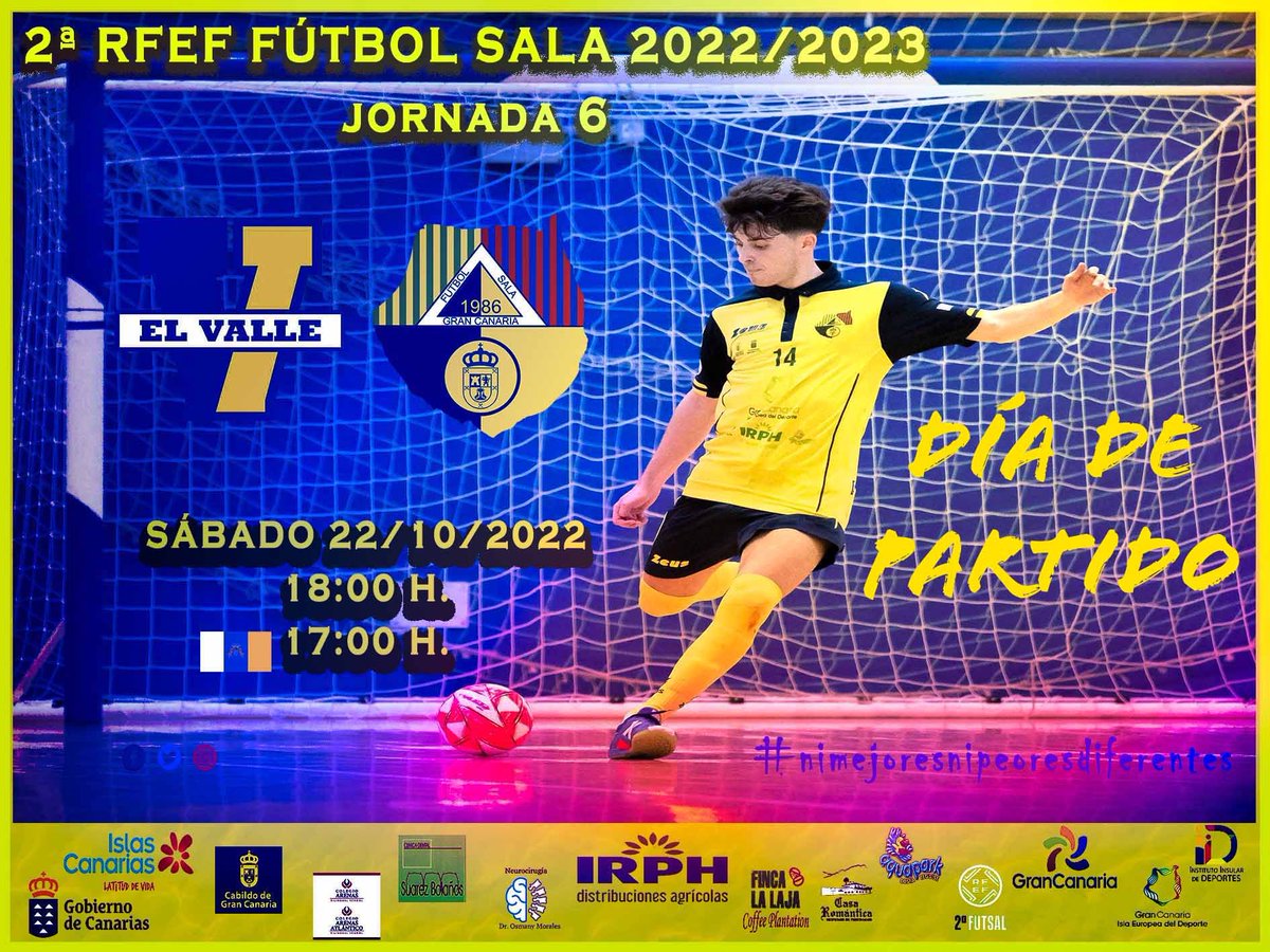 grancanariafs's tweet photo. 🟡2ª FEDERACION FUTSAL🔵
💥#DiaDePartido⚽️ Jornada 6
⌛️18:00 h
     17:00 hora canaria
🔜Síguelo por el nuestro Twitter 👉 @grancanariafs
#GranCanariaFS #nimejoresnipeoresdiferentes #futsal #SomosFutsal @colegiosarenas @infonortedig @jcvegainfonorte @TodoGolesRadio @RadioMarcaGC https://t.co/bpwF9v0umV