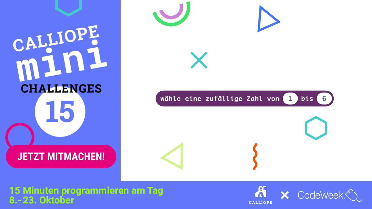 CalliopeMini's tweet photo. Die Würfel sind gefallen - und schon wieder keine 6 in Sicht? Mach mit bei den #CalliopeminiChallenges und bau dir einen eigenen Würfel. 🍀 https://t.co/RQJkZsPT67
#codeDE #codeweek #codeweekGER #codeweekeu #eucodeweek #calliopemini https://t.co/zES5IEOEtI