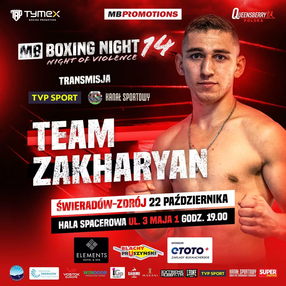 Zakharyan_A's tweet photo. Już dzisiaj MB Boxing Night #14 na której wystąpię ja i mój klubowy kolega Sebastian Wiktorzak obydwoje mamy zakontraktowane walki na 6 rund🔥

📺Transmisja rozpoczyna się o godzinie 20:00 na YouTube na "Kanał Sportowy" 
Zapraszam do kibicowania, będą grzmoty 👊 https://t.co/dAAtLYmXcX