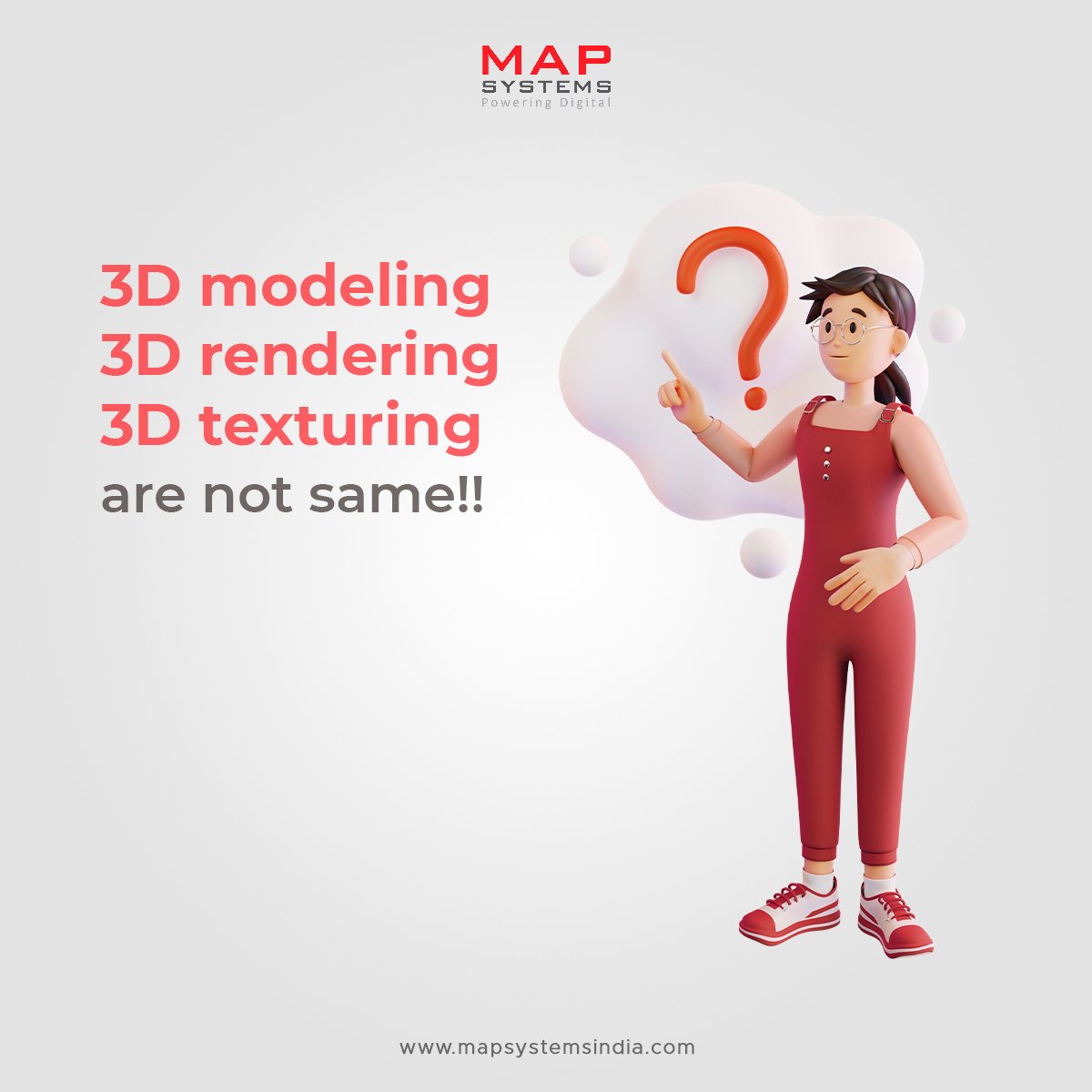 MapSystemsIndia's tweet image. 3D modeling, 3D rendering, &amp;amp; 3D texturing - they are not  synonymous. All the 3 are distinct and have entirely different purposes in creating a 3D design. Do not confuse them!

#mapsystems  #mapsystemsmeme #meme #memes #funny #funnymemes #humuor #3dmodeling #3drendering