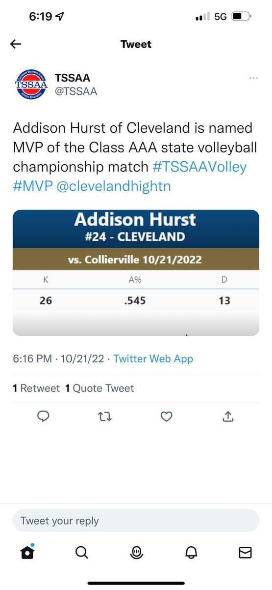 Shout out to <a href="/addisonnhurstt/">addisonnhurstt</a> for being named MVP while leading the volleyball team to the AAA State Championship.  We love you Addison. #FiercePride #raidershonorhim