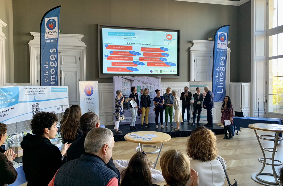 VilleLimoges87's tweet image. Cérémonie de remise des prix du « challenge-pas » organisé du 26 septembre au 16 octobre via l’application @kiplin. L’objectif était de motiver les Limougeauds à faire un maximum de pas sur une période définie © L. Lagarde - Ville de #Limoges