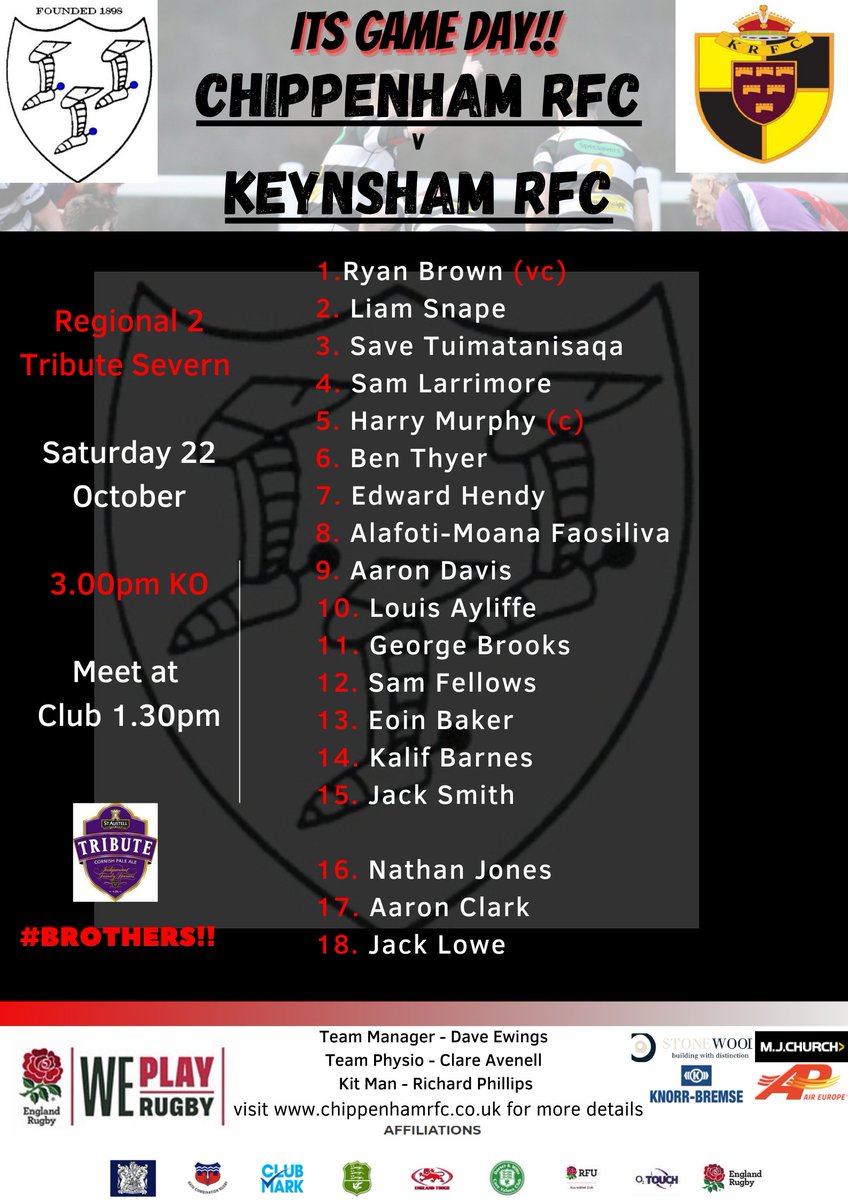 ChippenhamRFC's tweet photo. Respect to the @ChippenhamRFC Squads proudly wearing the badge today
A badge that 1,000's of players have worn over 125 years of rugby at Chippenham
#Brothers #RugbyFamily #Chippenham #PacktheSteps https://t.co/vhYRSLyx4r