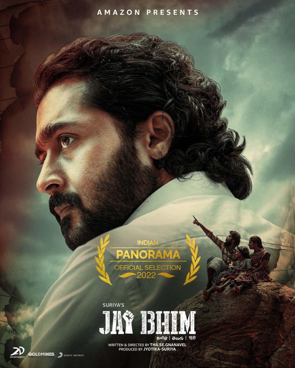 We are happy & proud that #JaiBhim is in the official selection of Indian Panorama 2022. @Suriya_offl #Jyotika @tjgnan @rajsekarpandian @prakashraaj @jose_lijomol #Manikandan @rajisha_vijayan @RSeanRoldan @srkathiir @KKadhirr_artdir @philoedit @PoornimaRamasw1 @kabilanchelliah