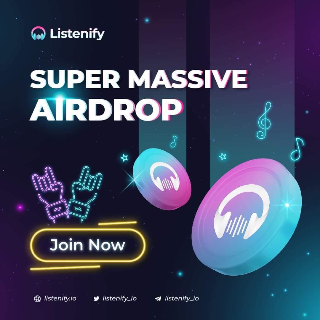 ➖ Listenify airdrop is live 🎧

🎧 Reward: 250 AUDIO for the first 5K + 250 AUDIO for random 5k

🎧 Referral: 5K AUDIO for the top 100

🎧 Start airdrop bot: t.me/ListenifyAirdr…

⏰ Airdrop end: 31 October

🛎️  Distribution: 15 November

#Airdrops #Listenify #AUDIO #BNB