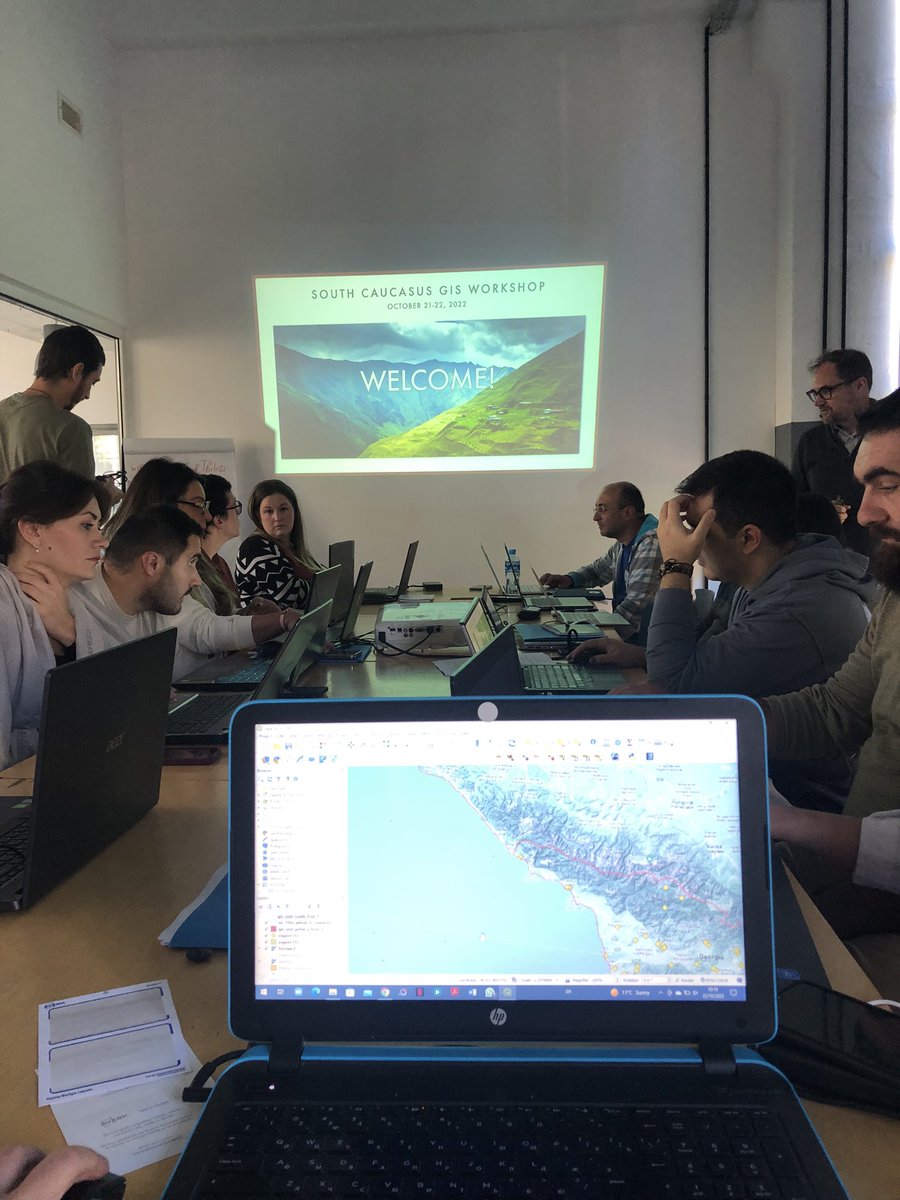LanaChologauri's tweet photo. Second day of the South Caucasus GIS workshop in #Tbilisi organised by #ARISC &amp; Georgian National Cultural Heritage Agency. With  @kris_hop &amp; other colleagues. 
#GIS #archaeology https://t.co/QzjjmBDStv