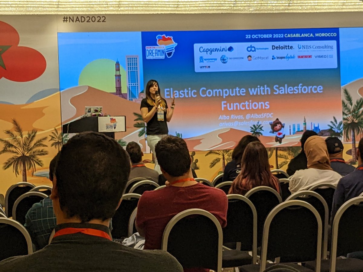 ThisIsMarkJones's tweet photo. With a gap in my schedule now available, I'm checking out @AlbaSFDC's session on #SalesforceFunctions @NAfricaDreamin ... interested to hear more in this introductory session. #NAD2022 #Salesforce #Trailblazers #TrailblazerCommunity https://t.co/ncdA8USLTH