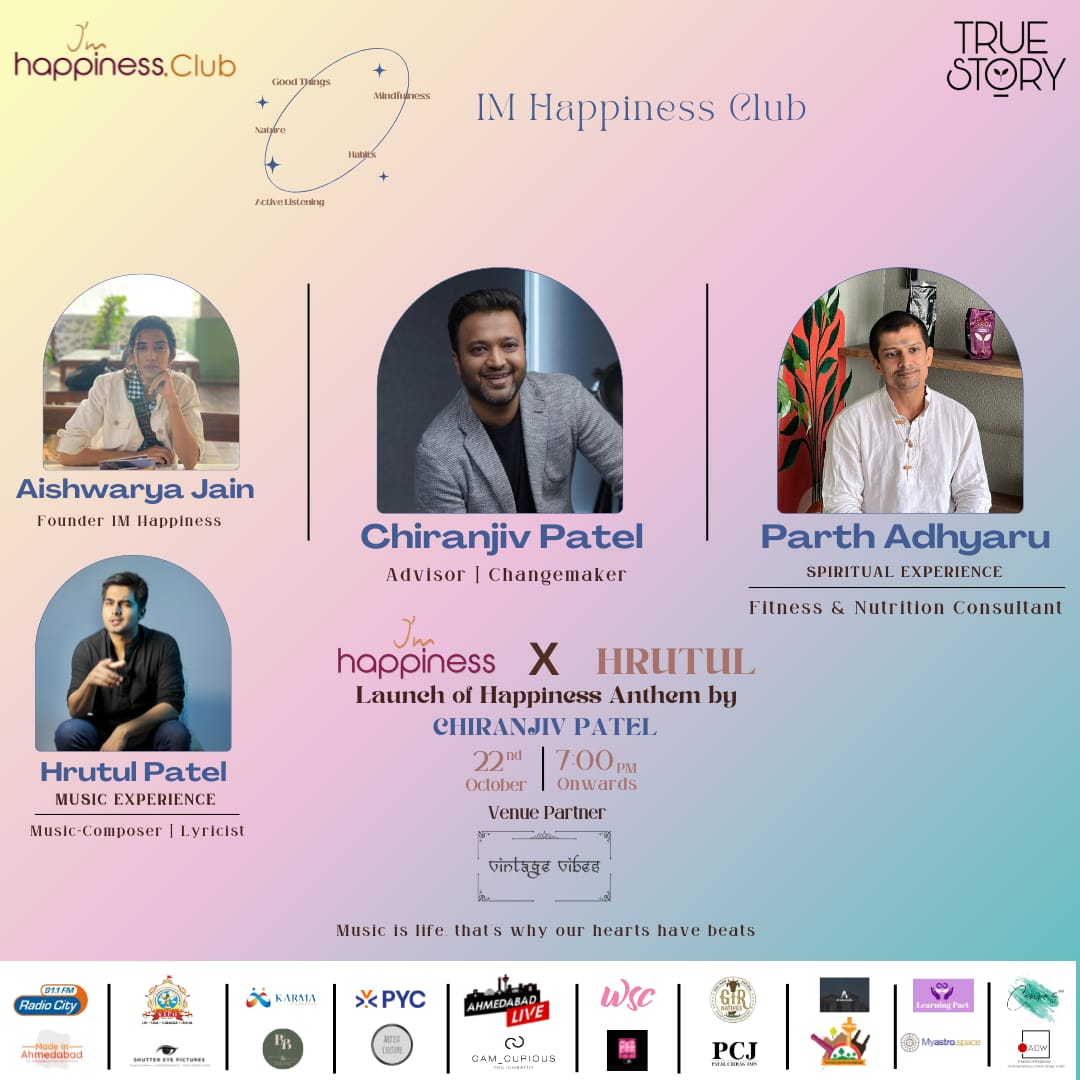 Hey guys,
Let's go happiness clubbing? I must believe it sounds exciting!
Come experience IM Happiness Club.
22nd October,7:00 PM onwards - at Vintage Vibes.
Love and Light,
Dhurvin Mali - Cam Curious Photography X I M Happiness
#Cam_Curious_Photography