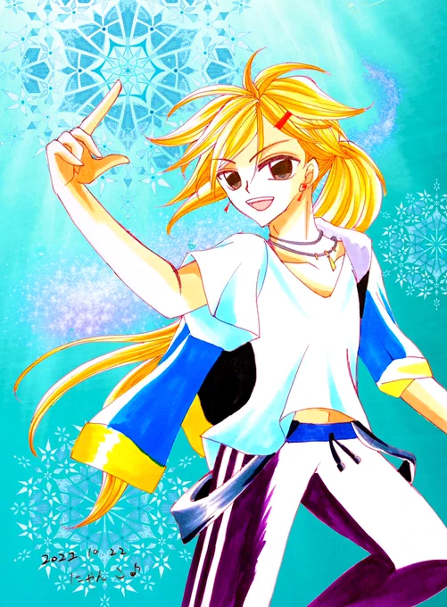 #モンスト深夜のお絵かき60分一本勝負 (+5分) 主催者様   ·̩͙暁の水属性風アレンジ  ハルとバディ組んで暴れちゃいなっていつもの事か笑 久々の参加も楽しかったです